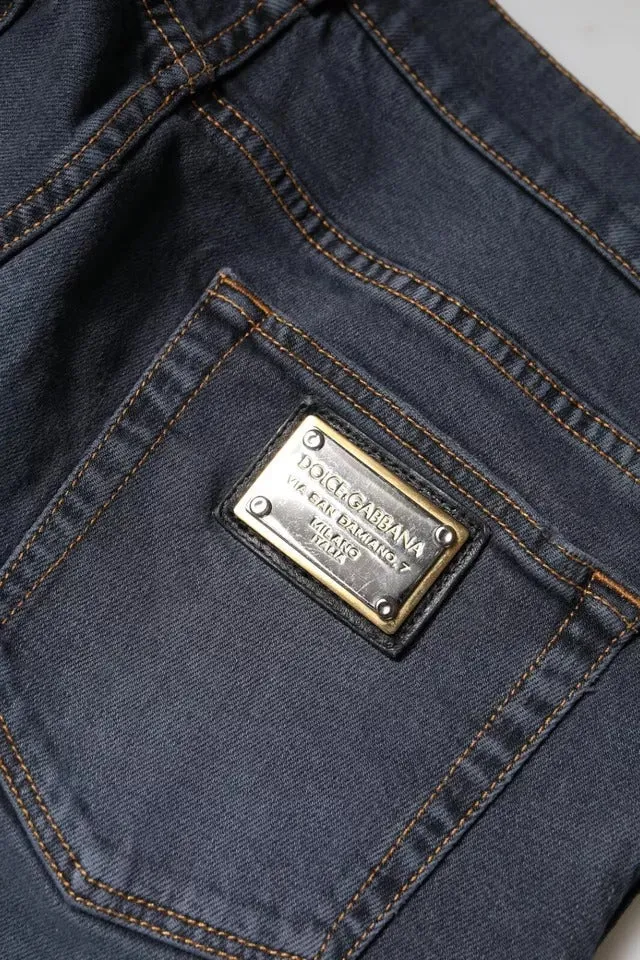 Dolce & Gabbana Dark Gray Cotton Skinny Denim Jeans