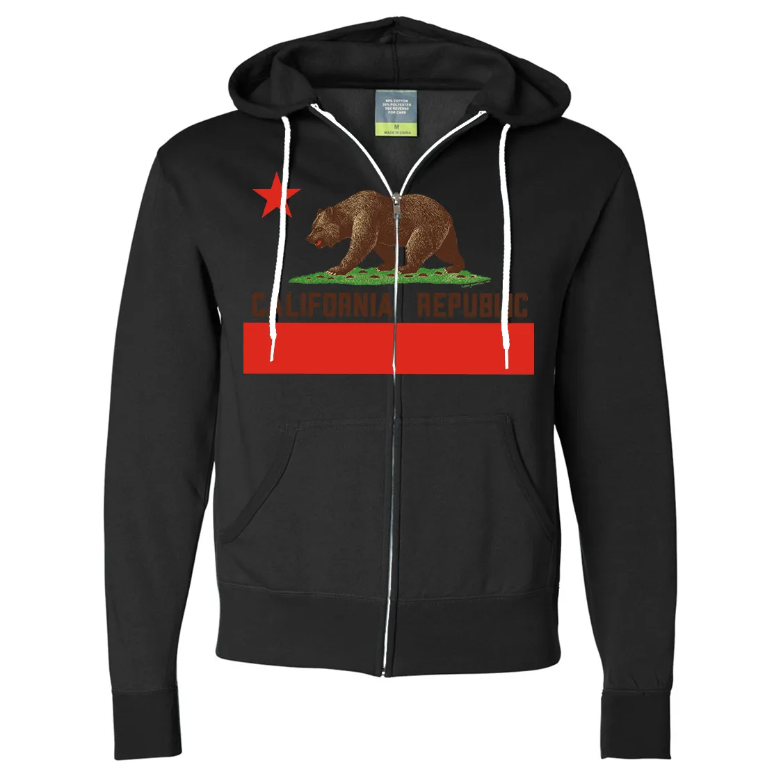 Don Pimentel California Republic Bear Flag Brown Text Zip-Up Hoodie
