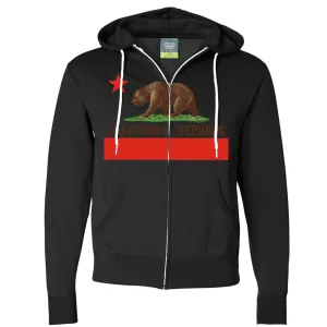 Don Pimentel California Republic Bear Flag Brown Text Zip-Up Hoodie