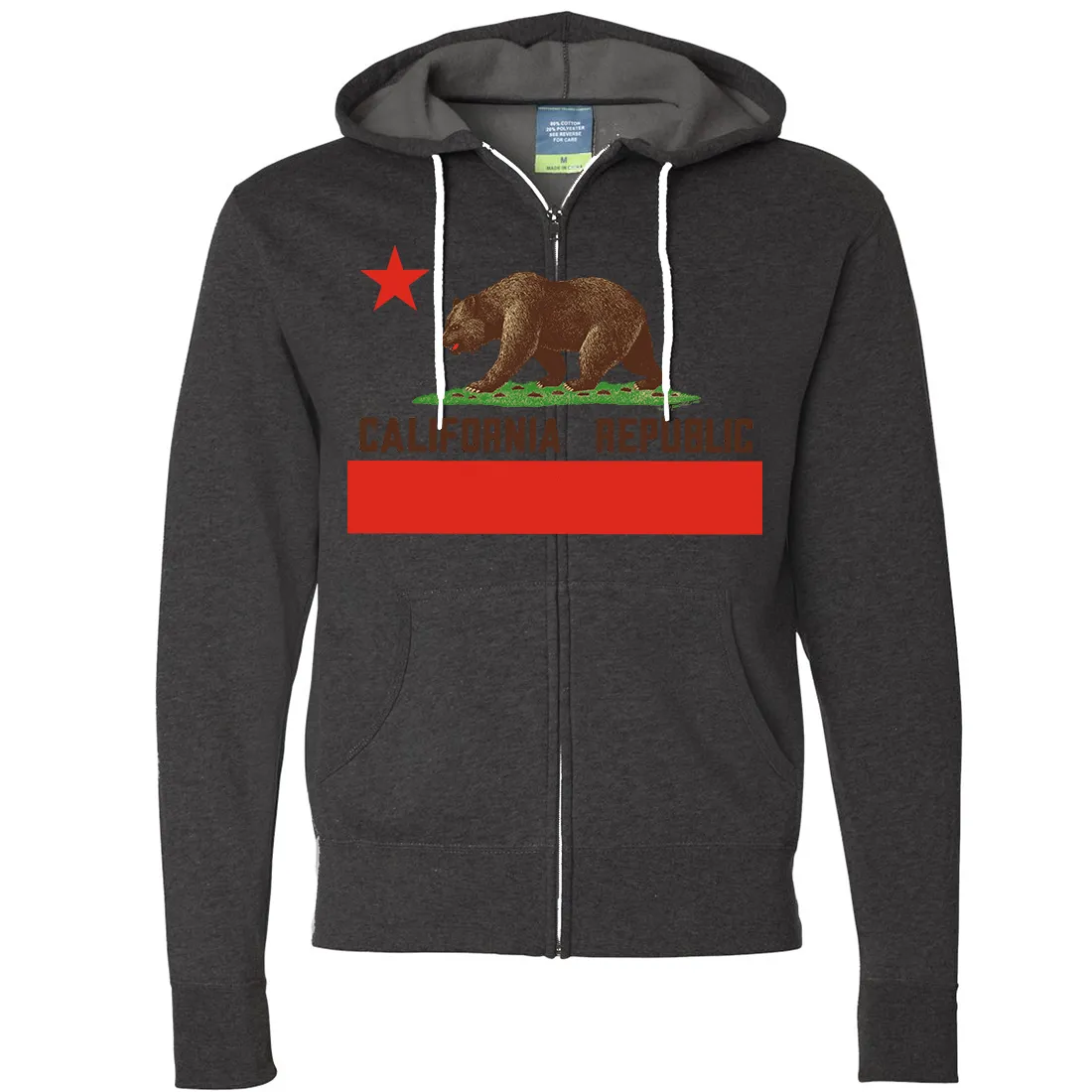 Don Pimentel California Republic Bear Flag Brown Text Zip-Up Hoodie