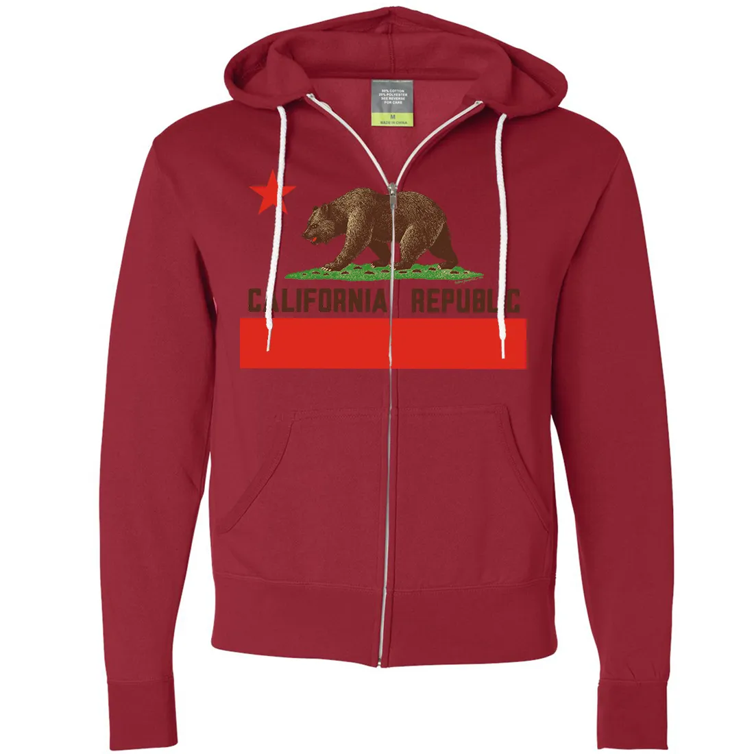 Don Pimentel California Republic Bear Flag Brown Text Zip-Up Hoodie