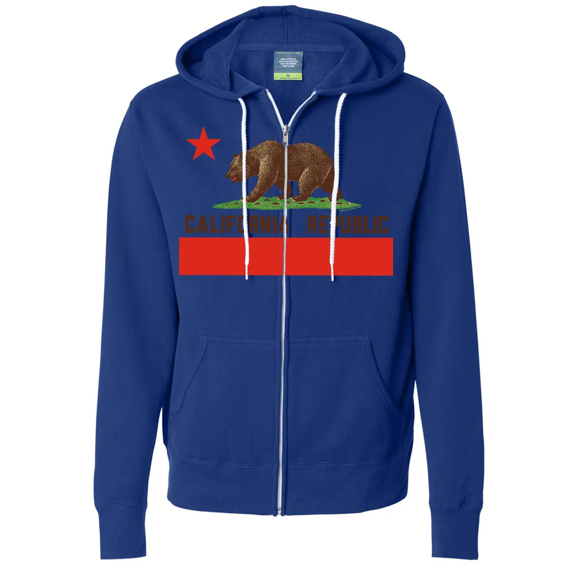Don Pimentel California Republic Bear Flag Brown Text Zip-Up Hoodie