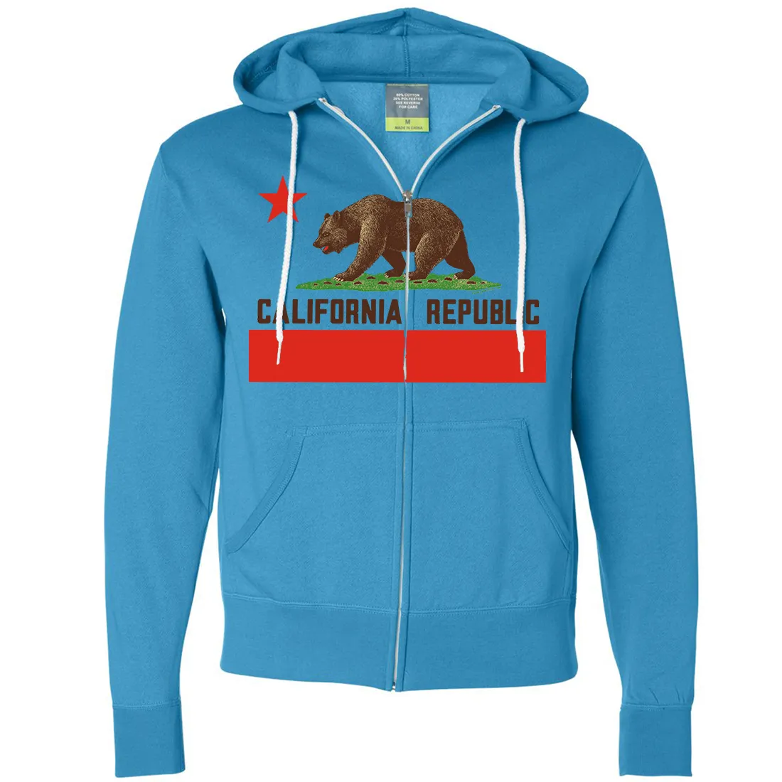 Don Pimentel California Republic Bear Flag Brown Text Zip-Up Hoodie