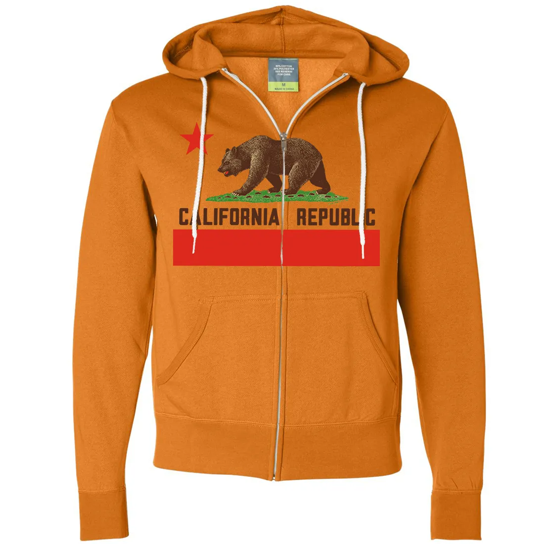 Don Pimentel California Republic Bear Flag Brown Text Zip-Up Hoodie