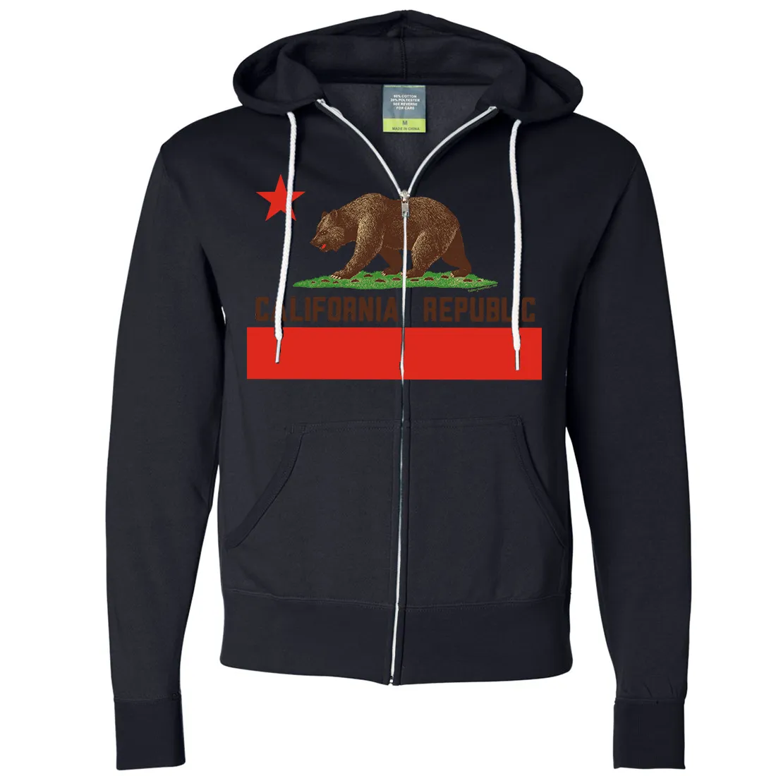 Don Pimentel California Republic Bear Flag Brown Text Zip-Up Hoodie