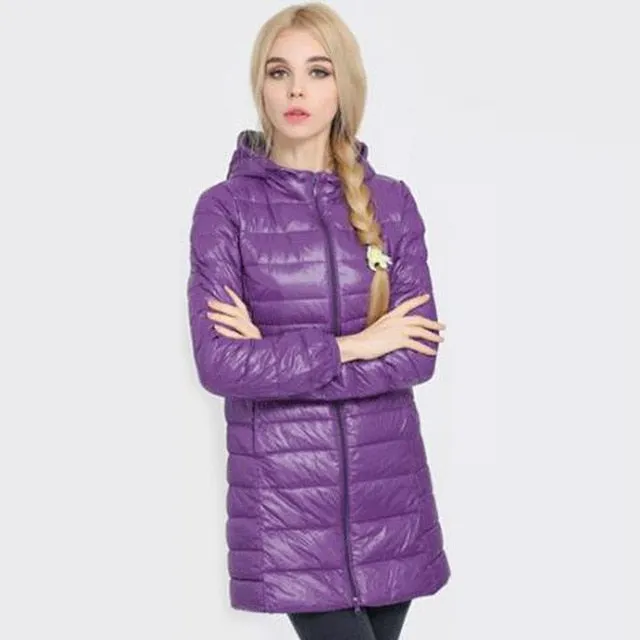 Down Parka 2018 New Brand Winter Down Jacket Women Long White Duck Down Jacket Outwear Ultralight Hooded Thin Hat Coat 6XL 7XL