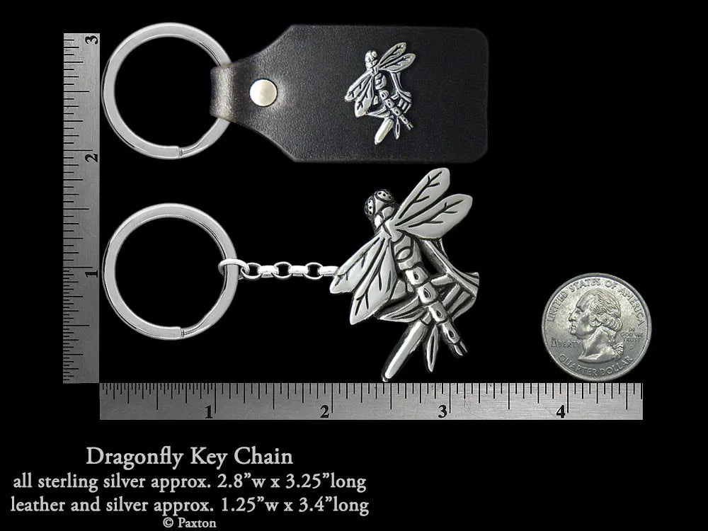 Dragonfly Key Chain / Key Ring Sterling Silver