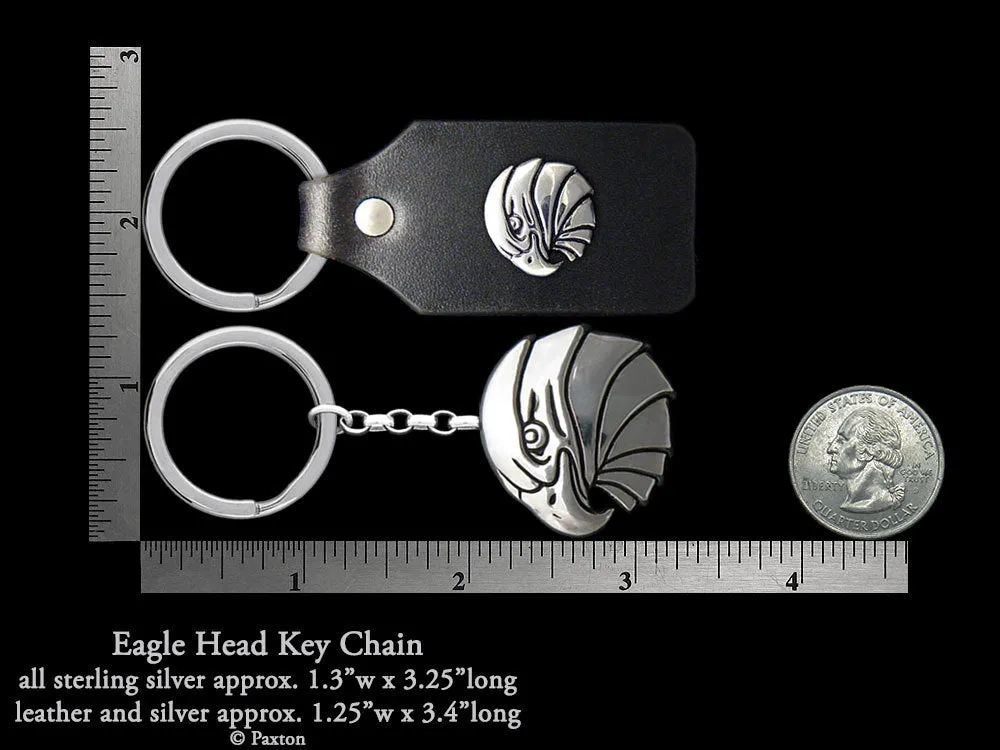 Eagle Head Key Chain / Key Ring Sterling Silver