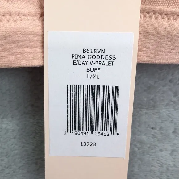 Eberjey Pima Goddess Everyday  V Neck Bralette Buff L/XL New