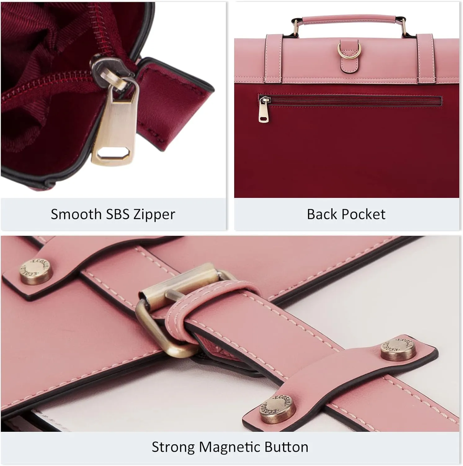 ECOSUSI Laptop Bag for Women Vegan Leather Messenger Bag
