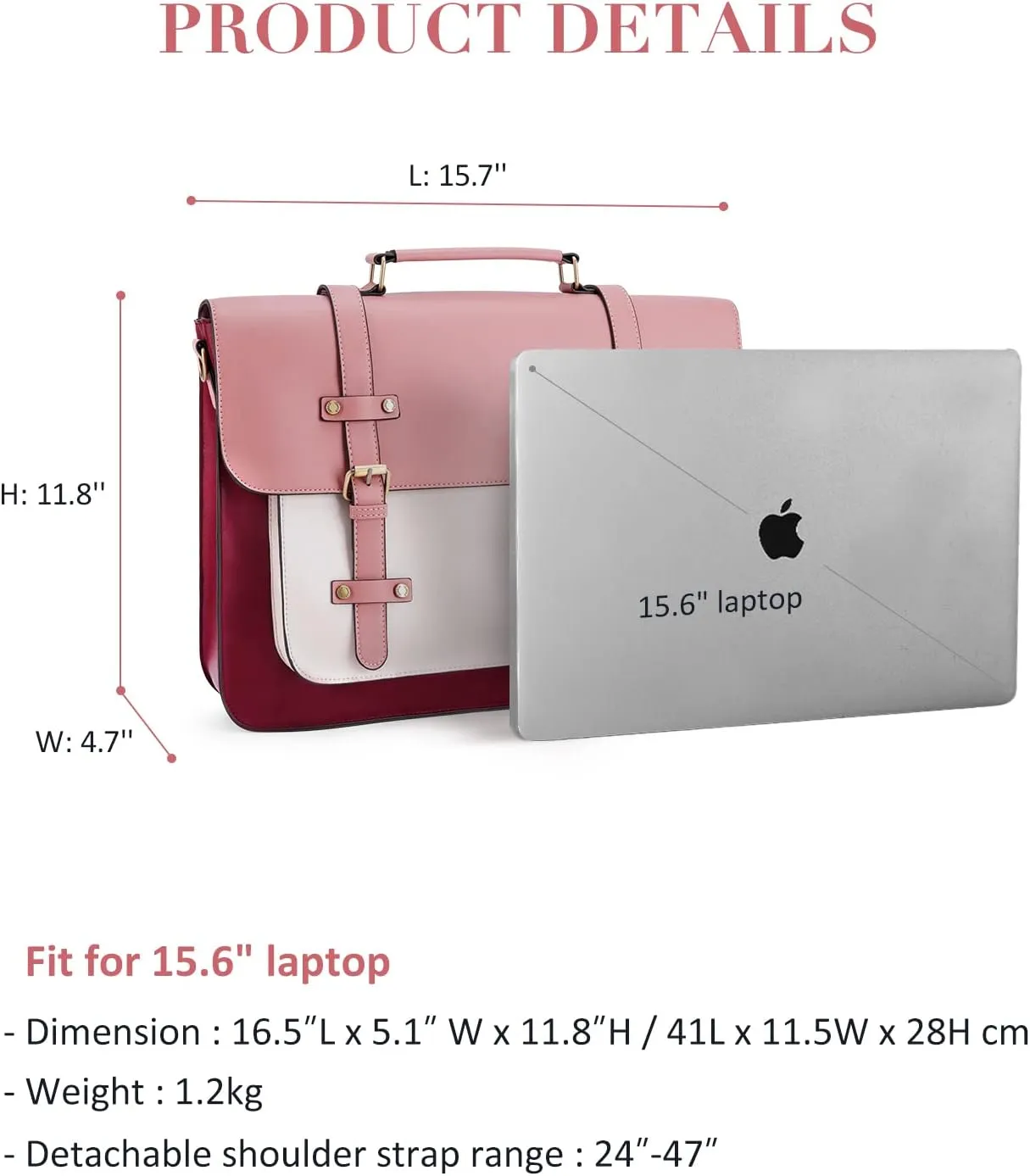 ECOSUSI Laptop Bag for Women Vegan Leather Messenger Bag