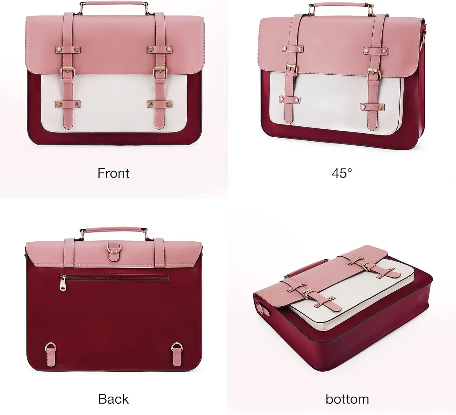 ECOSUSI Laptop Bag for Women Vegan Leather Messenger Bag
