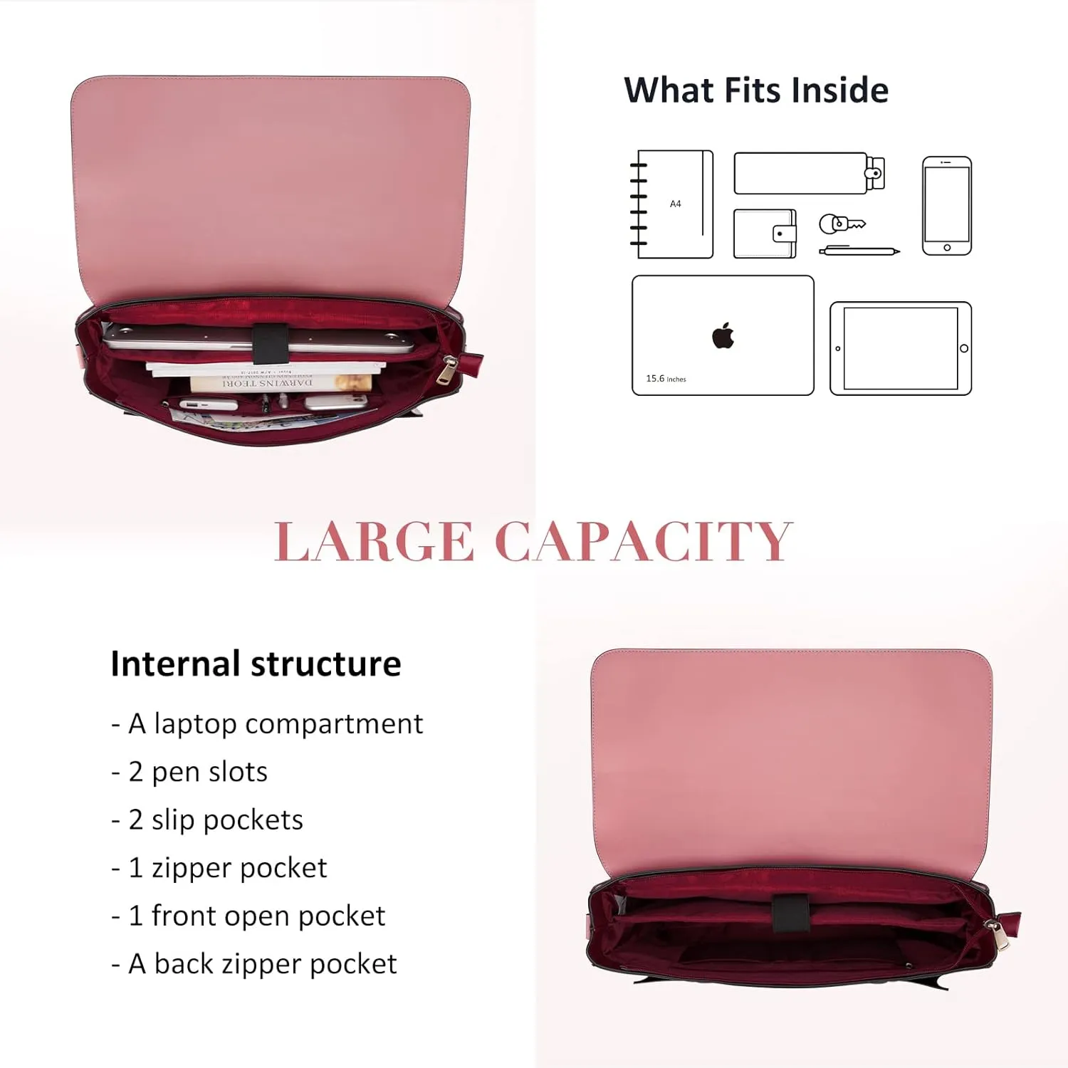 ECOSUSI Laptop Bag for Women Vegan Leather Messenger Bag