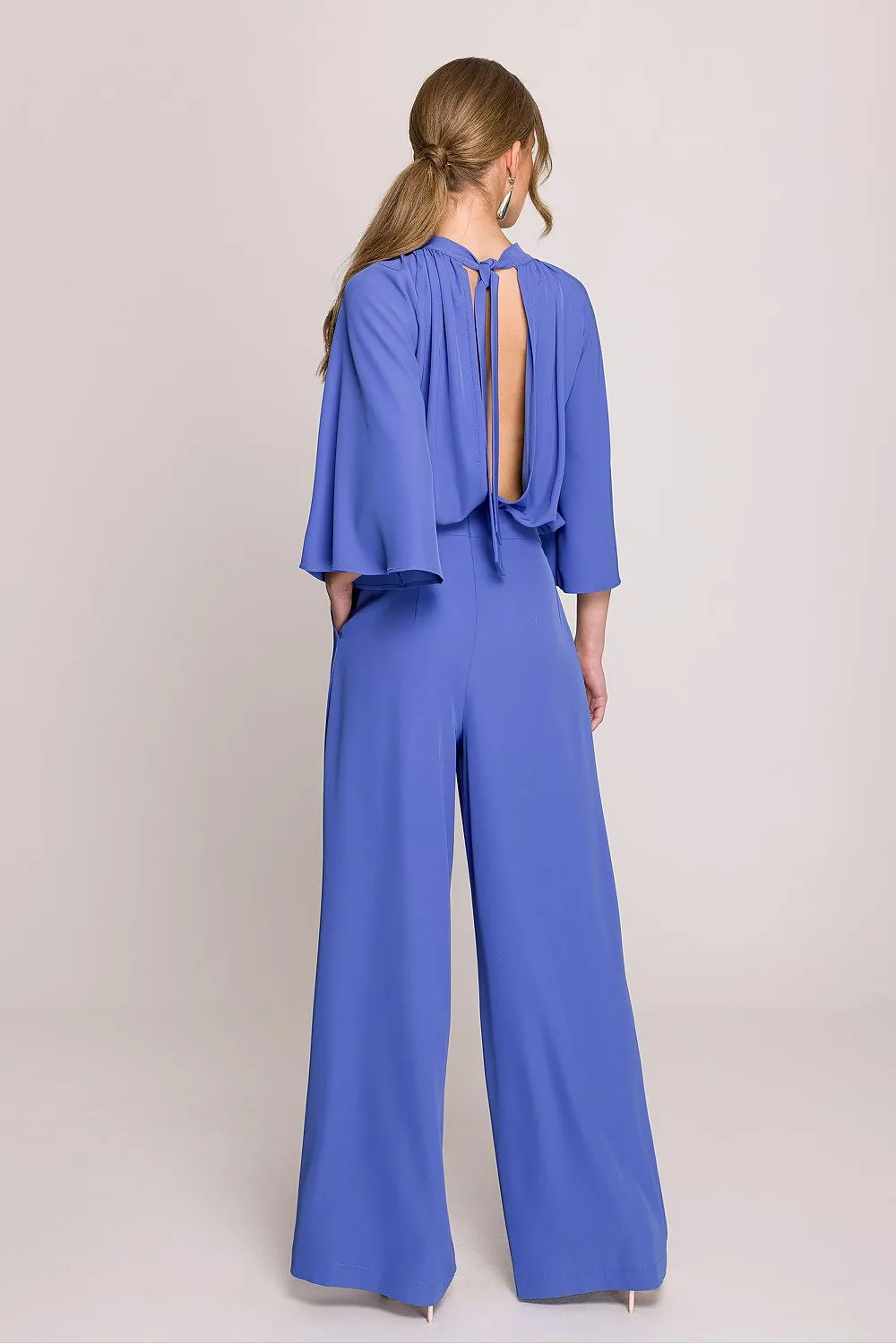 Elegant wide kimono sleeves formal jumpsuit