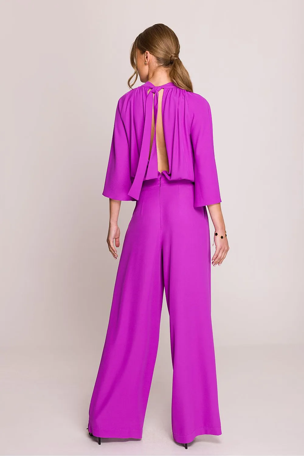 Elegant wide kimono sleeves formal jumpsuit
