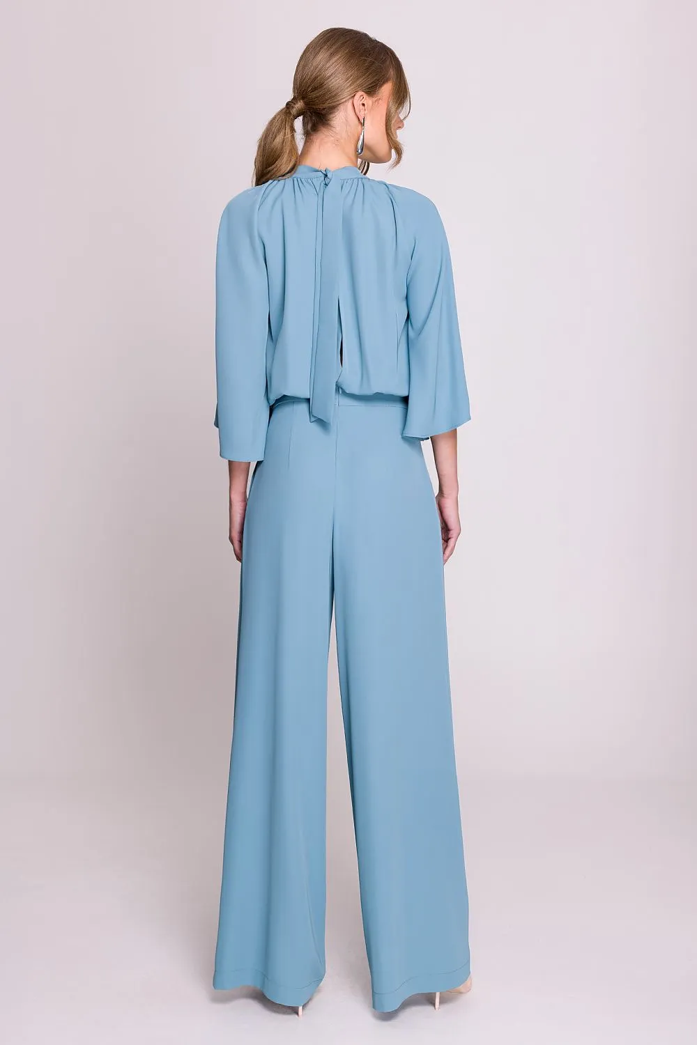 Elegant wide kimono sleeves formal jumpsuit
