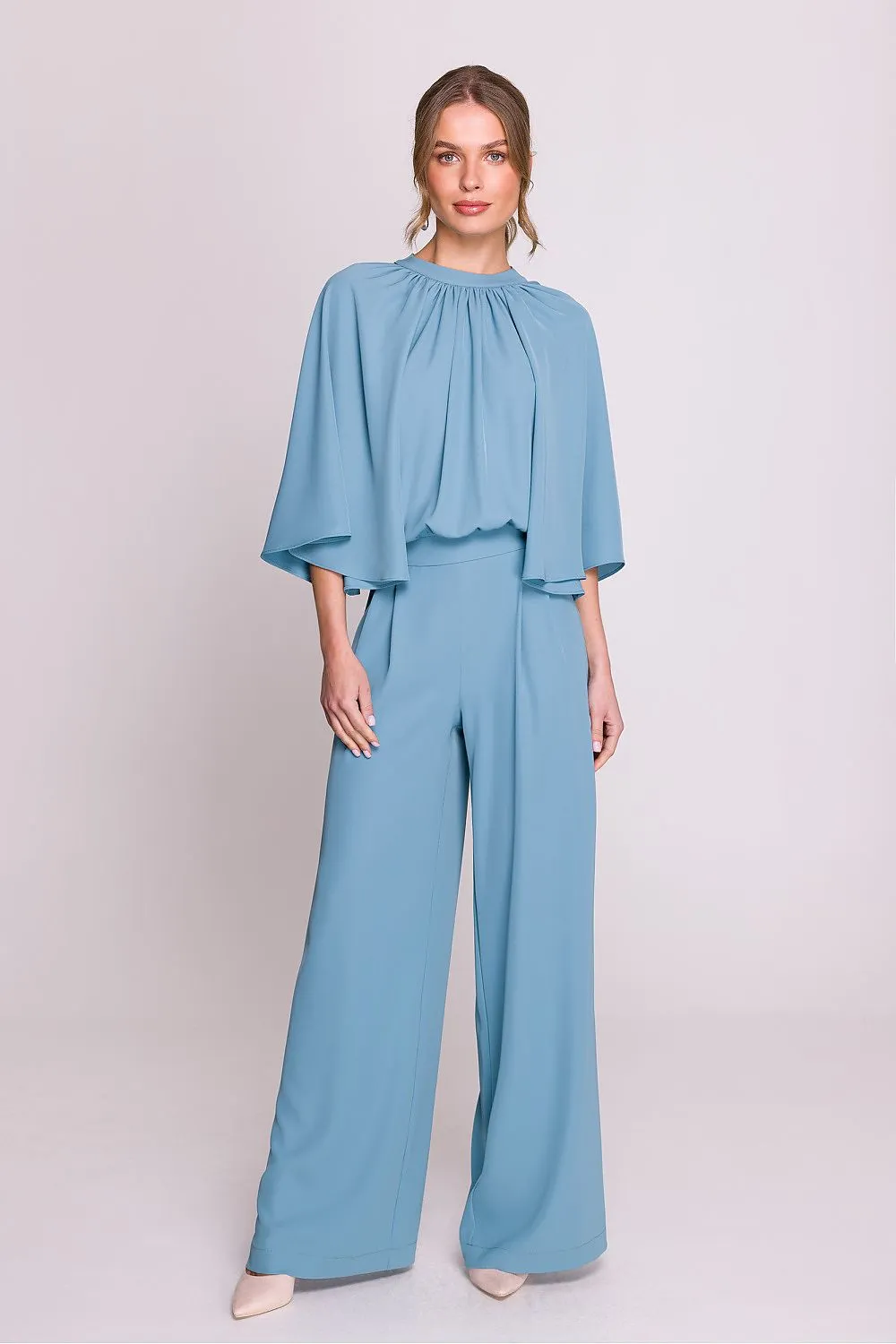 Elegant wide kimono sleeves formal jumpsuit