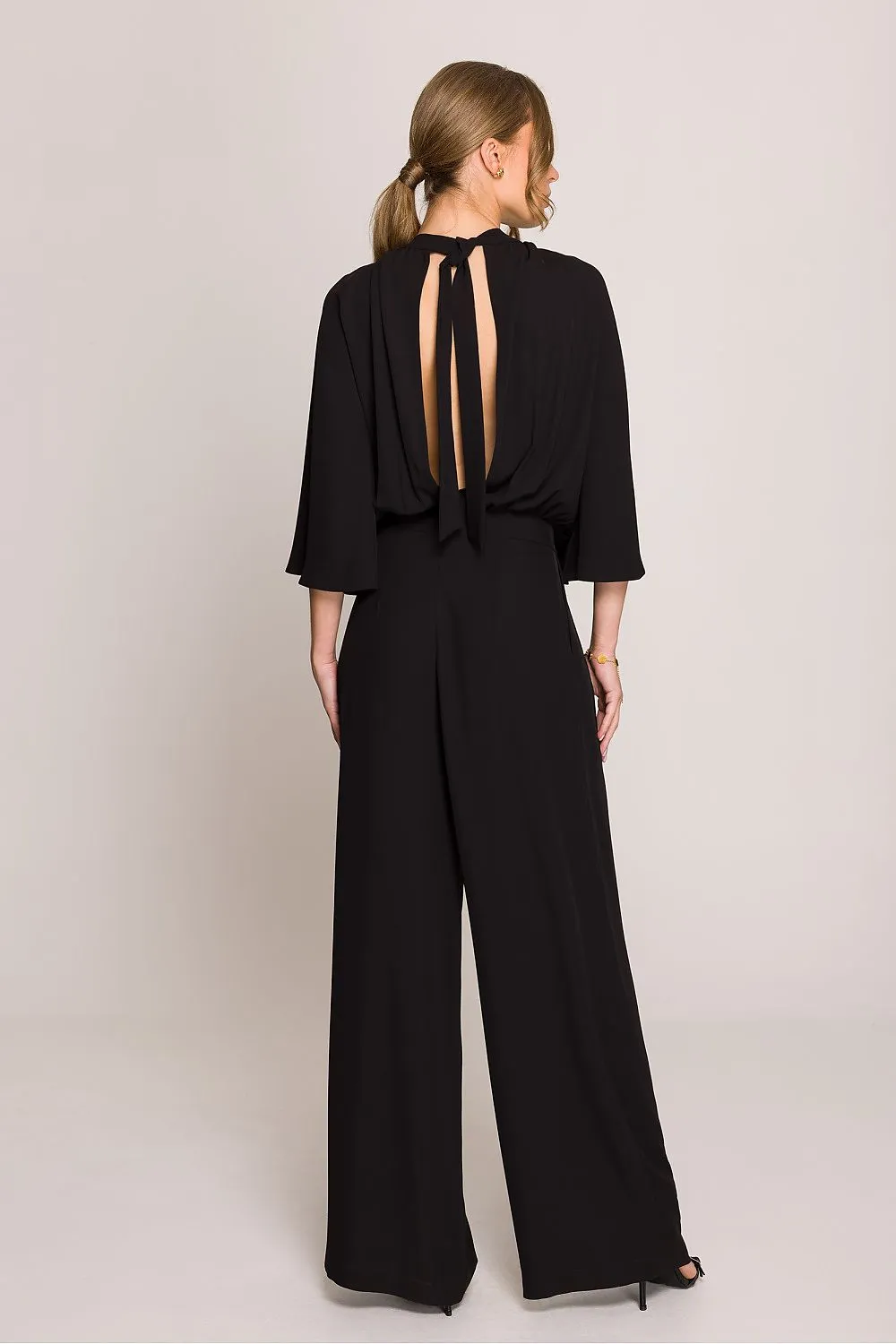Elegant wide kimono sleeves formal jumpsuit