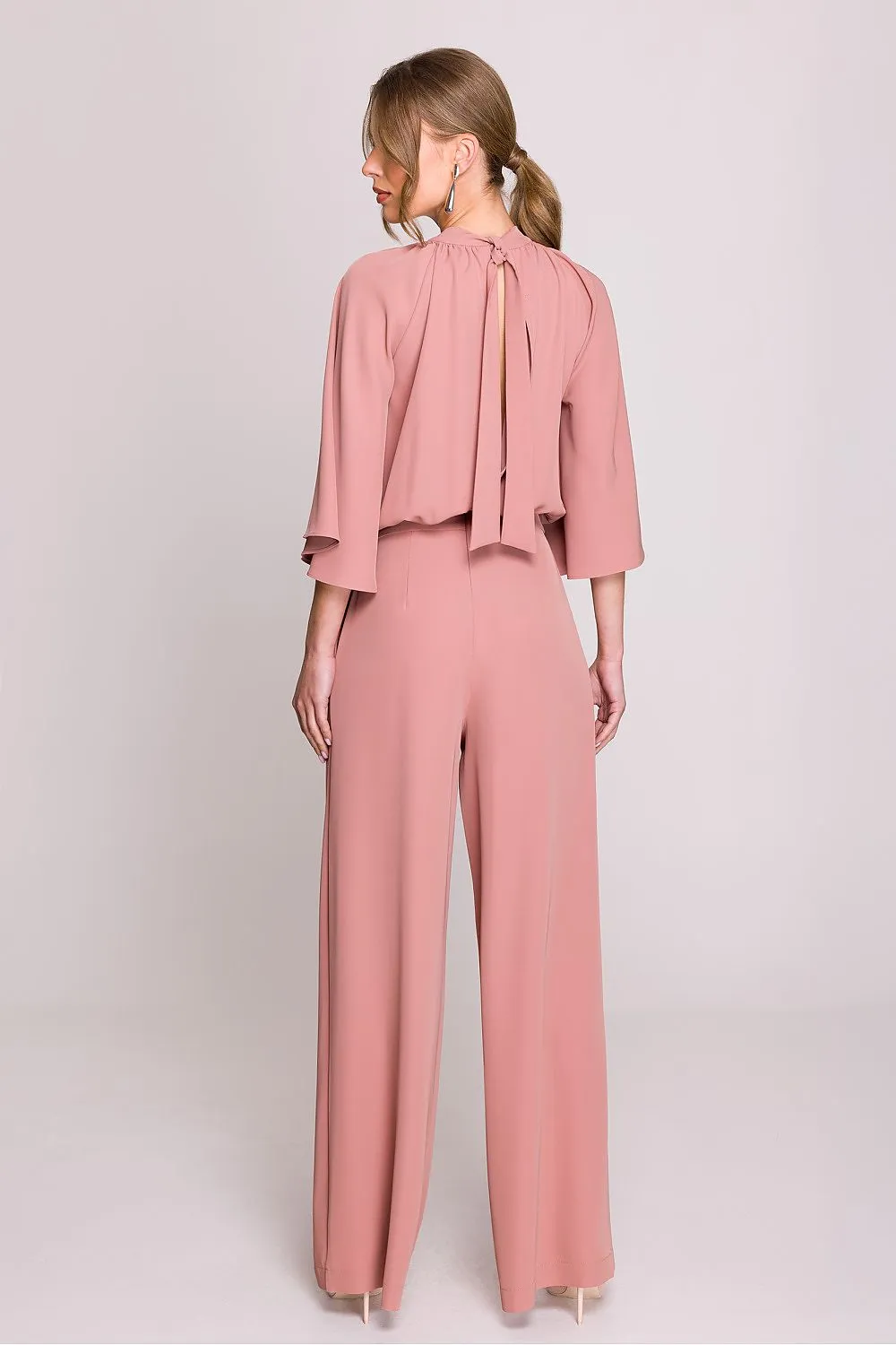 Elegant wide kimono sleeves formal jumpsuit