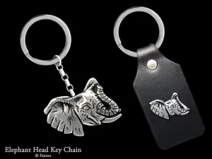 Elephant Head Key Chain / Key Ring Sterling Silver