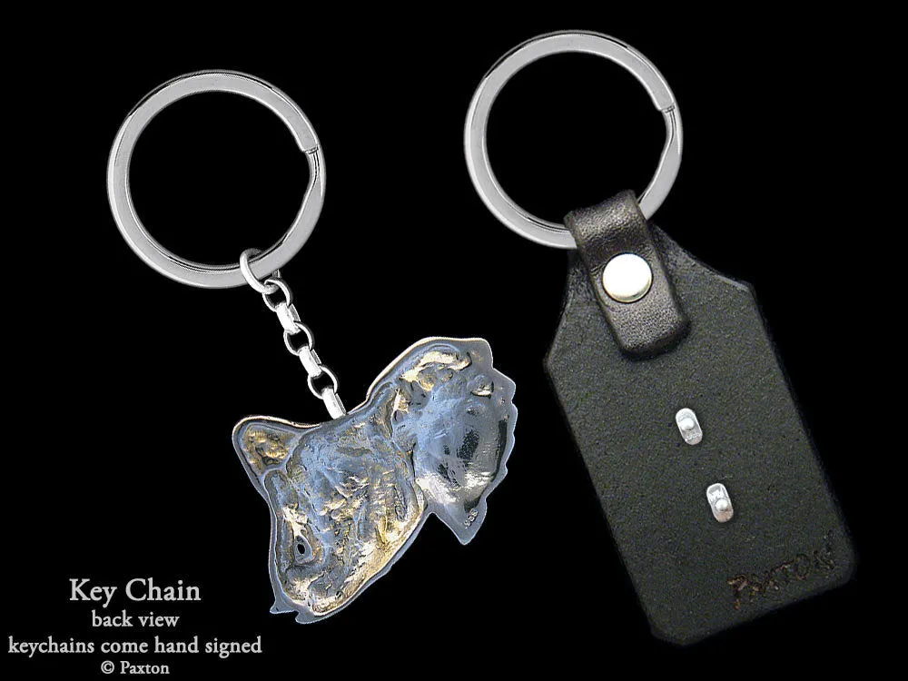 Elephant Head Key Chain / Key Ring Sterling Silver
