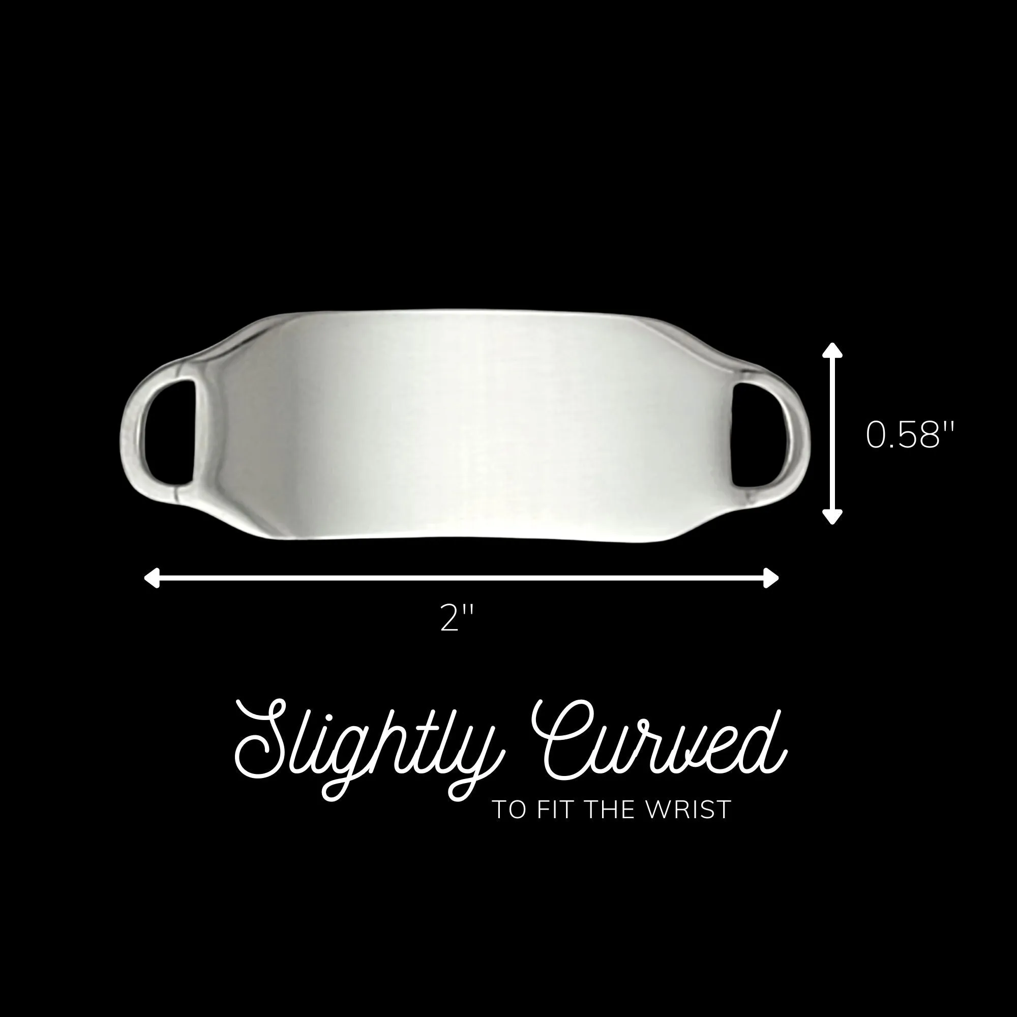 Engraved Stainless Steel Large Rectangle Bracelet ID Tag