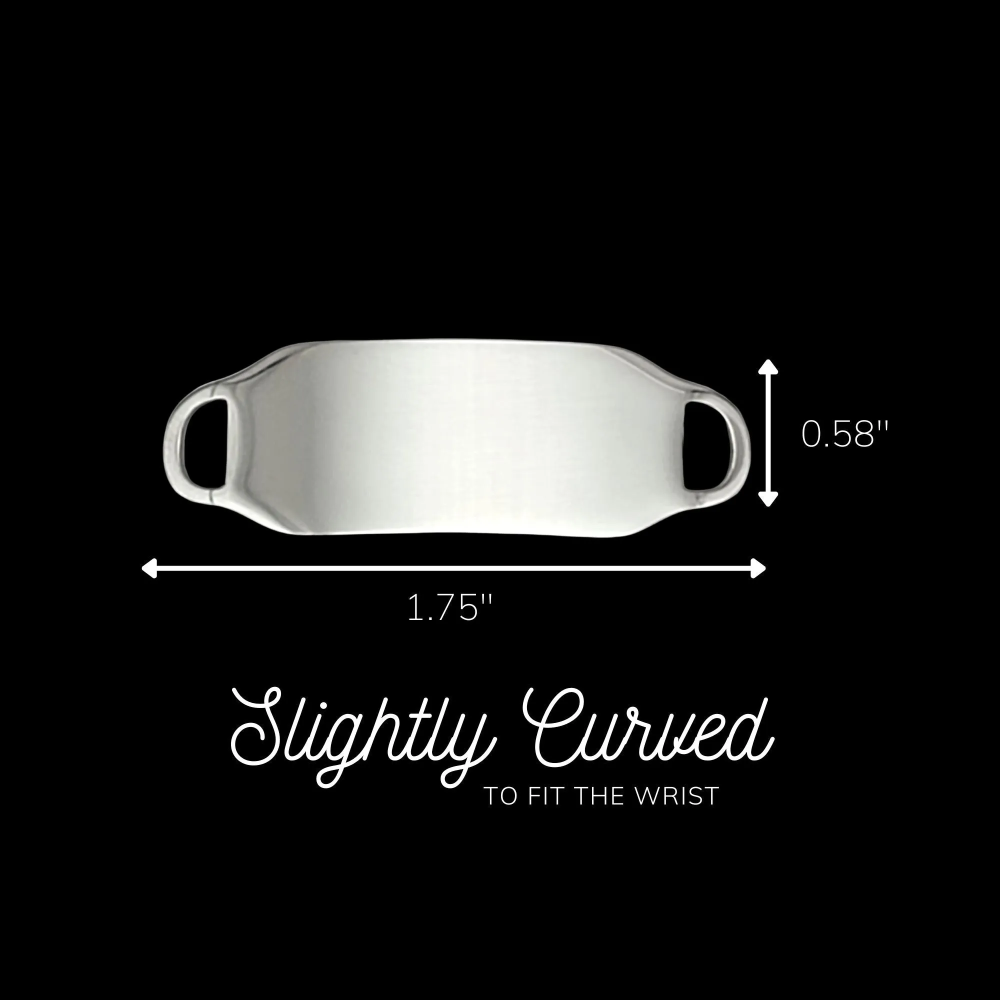 Engraved Stainless Steel Medium Rectangle Bracelet ID Tag