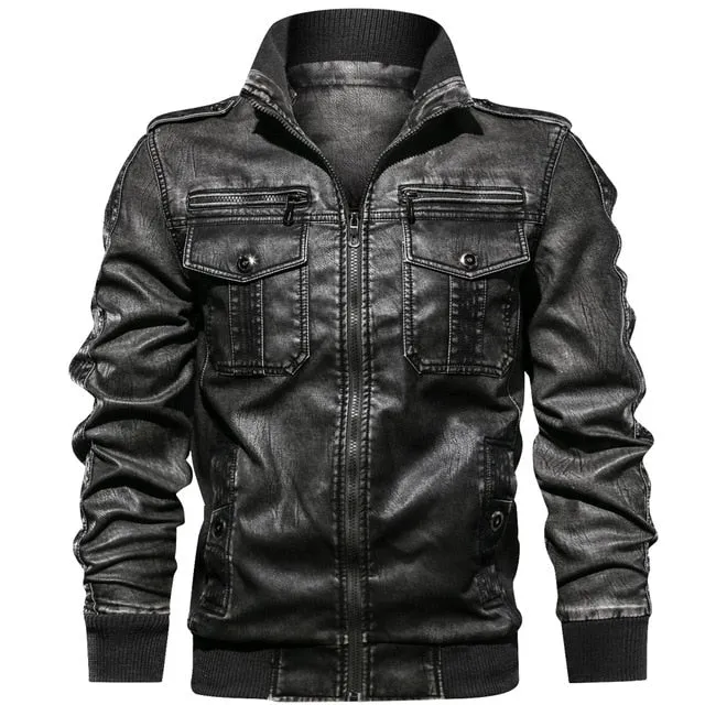 European size S-2XL Luxury Men PU Military Leather Jacket Hooded Motorcycle PU Leather Jackets Coats Male Jaqueta Couro