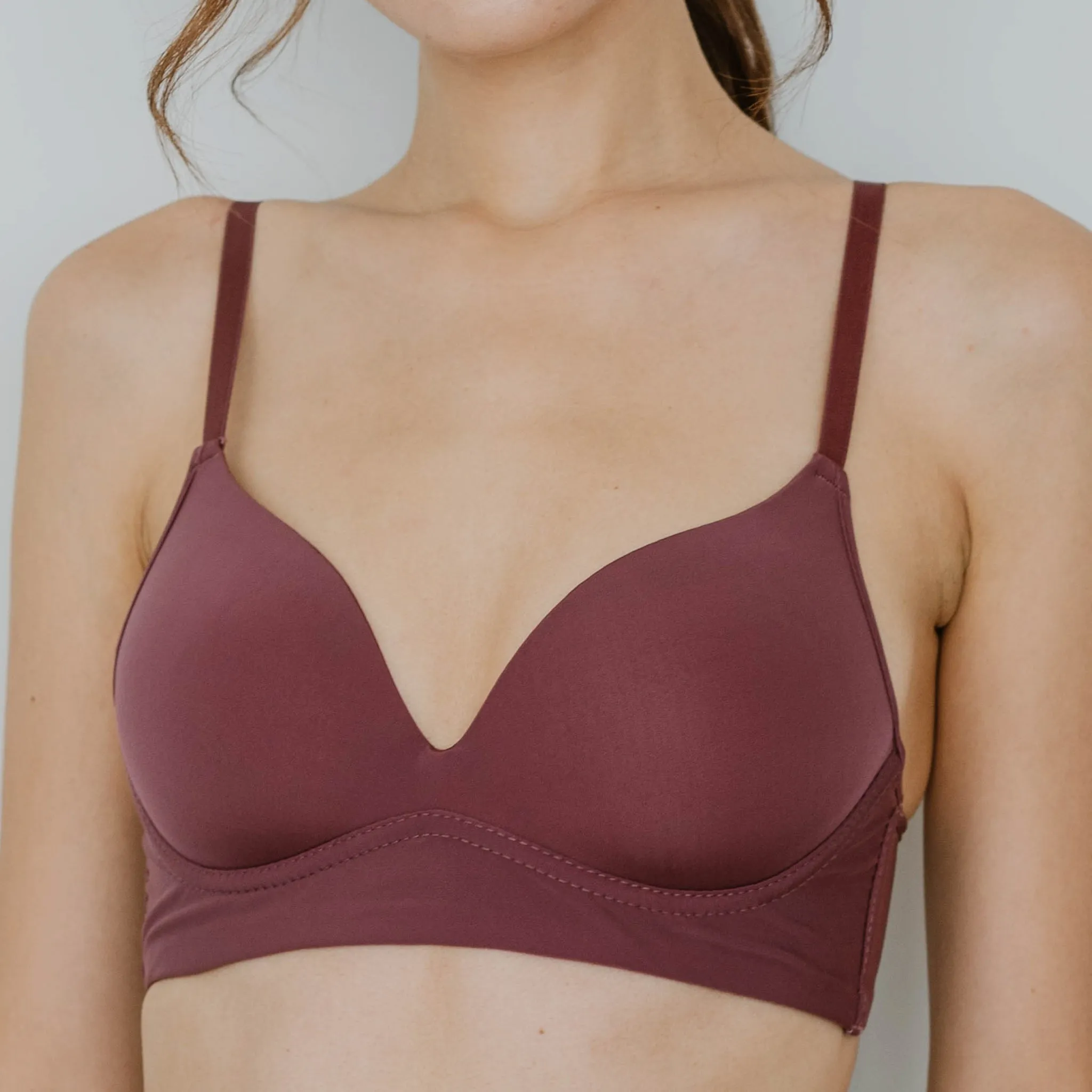 Everyday Carefree Midi Wireless T-Shirt Bra in Wine (Size XL Only)