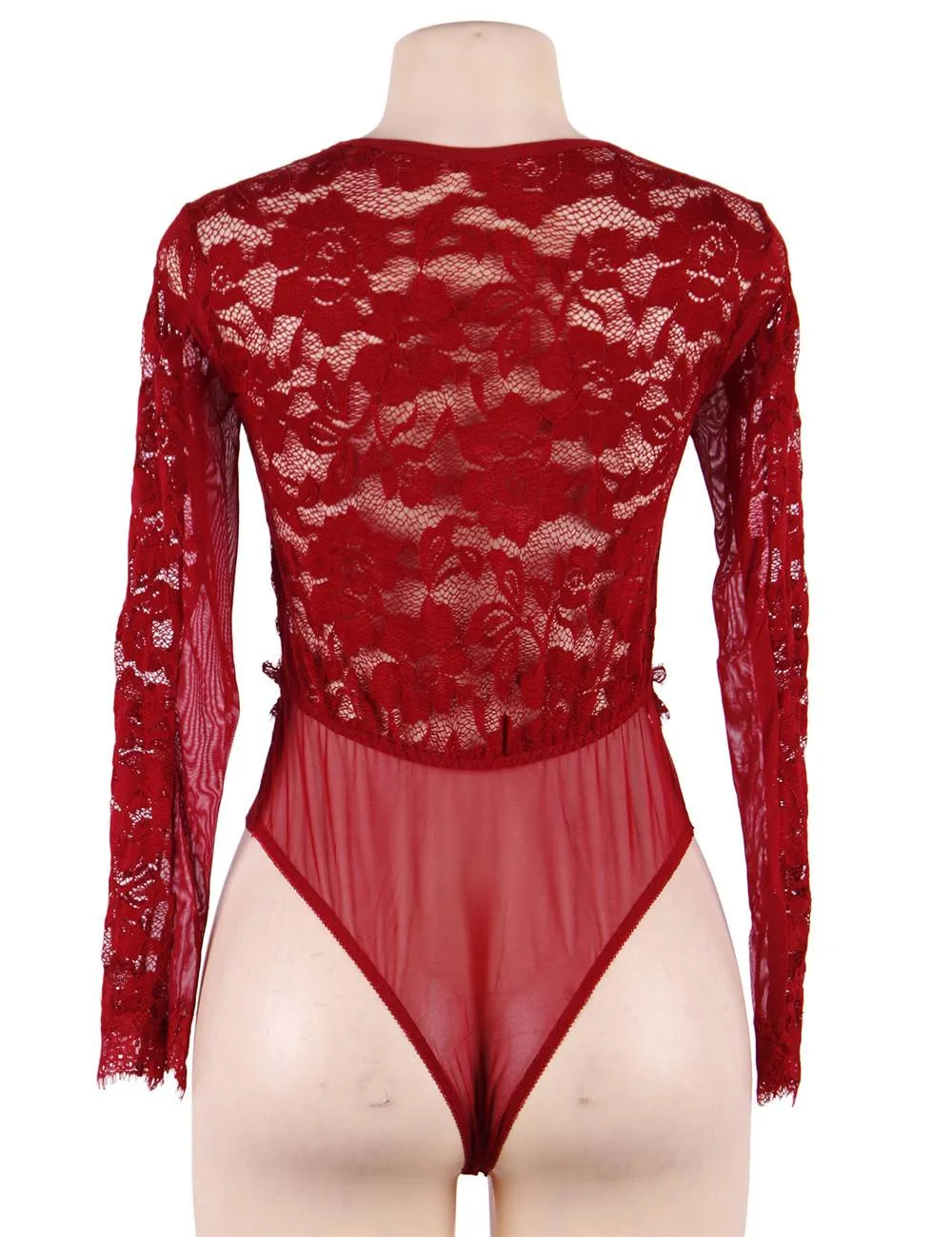 Eyelashes Lace Open Chest Long Sleeve Teddy Lingerie Egypt