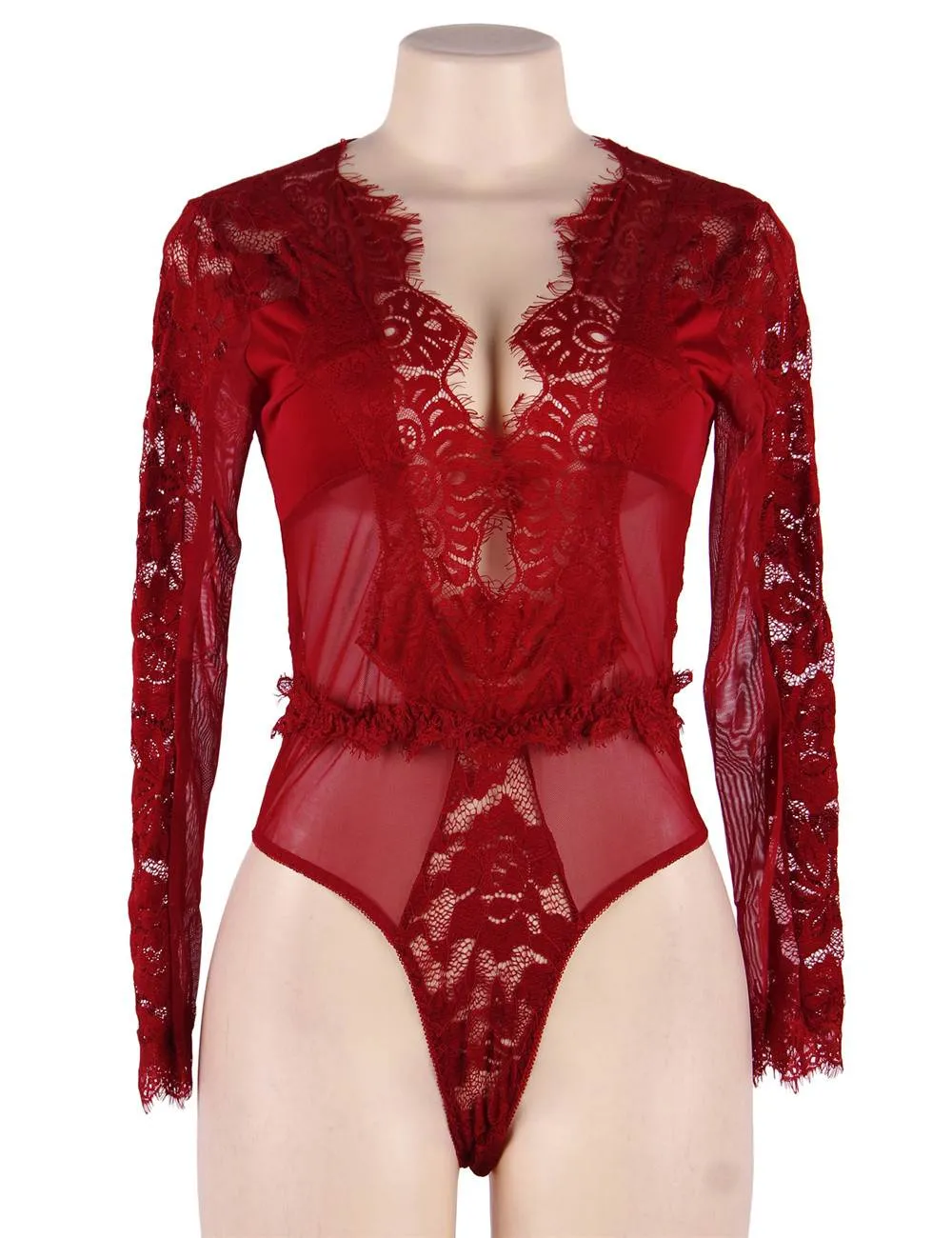 Eyelashes Lace Open Chest Long Sleeve Teddy Lingerie Egypt