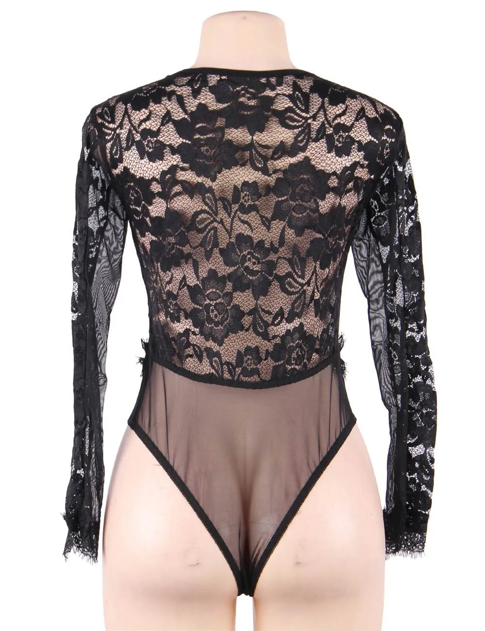 Eyelashes Lace Open Chest Long Sleeve Teddy Lingerie Egypt