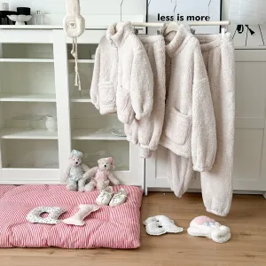 Family Matching Fleece Loungewear Sets  Cozy Two-Piece Pajamas for Mom and Kids