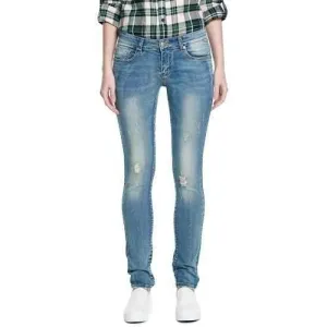 Fashionable Destroy Wash Frayed Skinny Jeans For Women - Blue 27