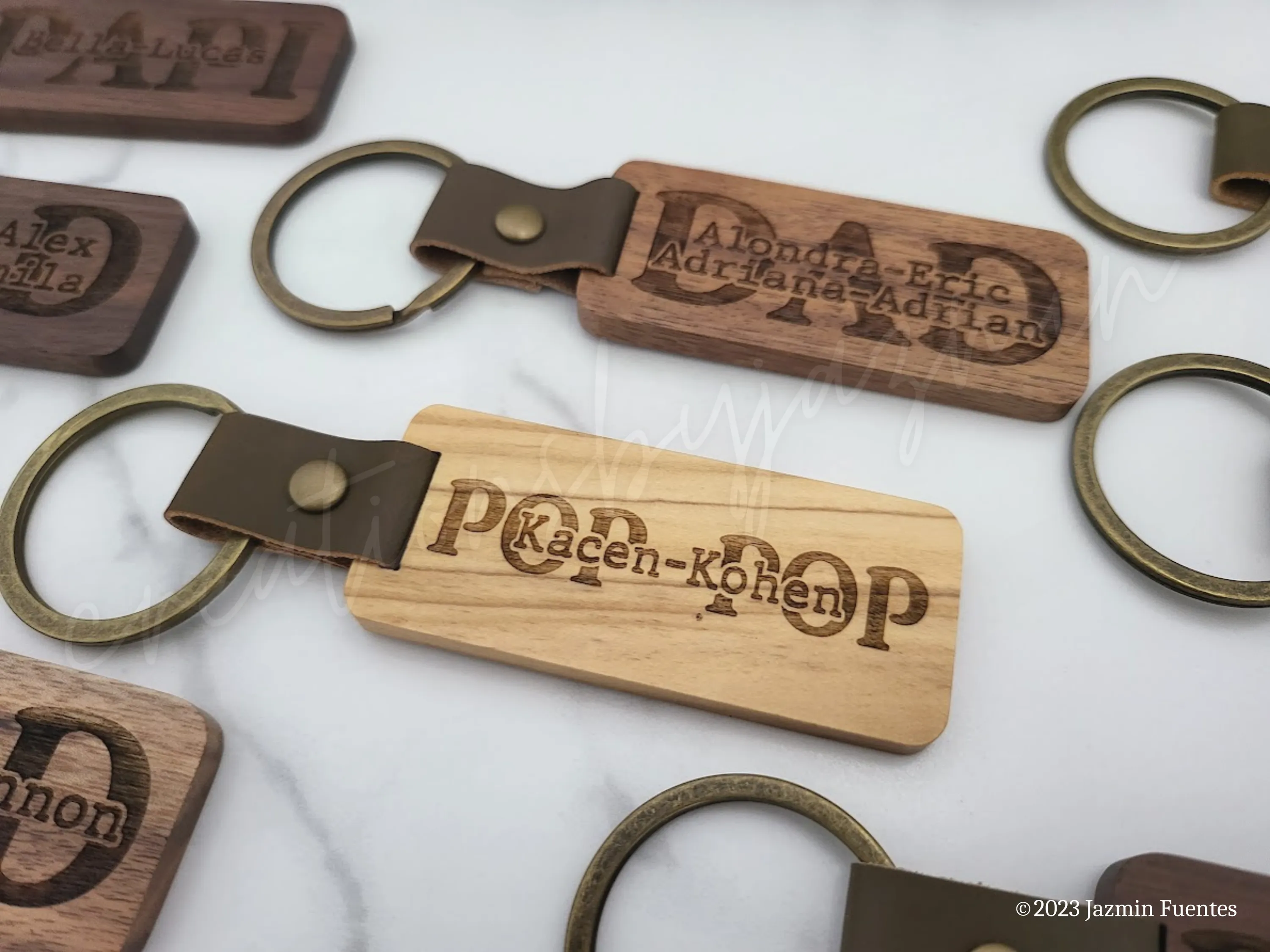 Father's Day Gift, Personalized Wood Dad Keychain With Children Names, Father Custom Keychains