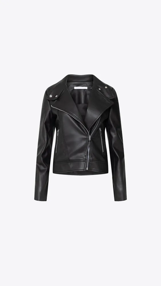 Faux Leather Moto Jacket - Black