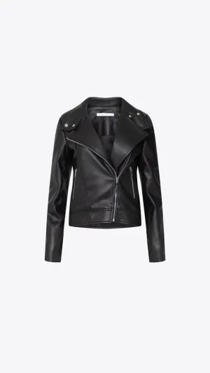 Faux Leather Moto Jacket - Black