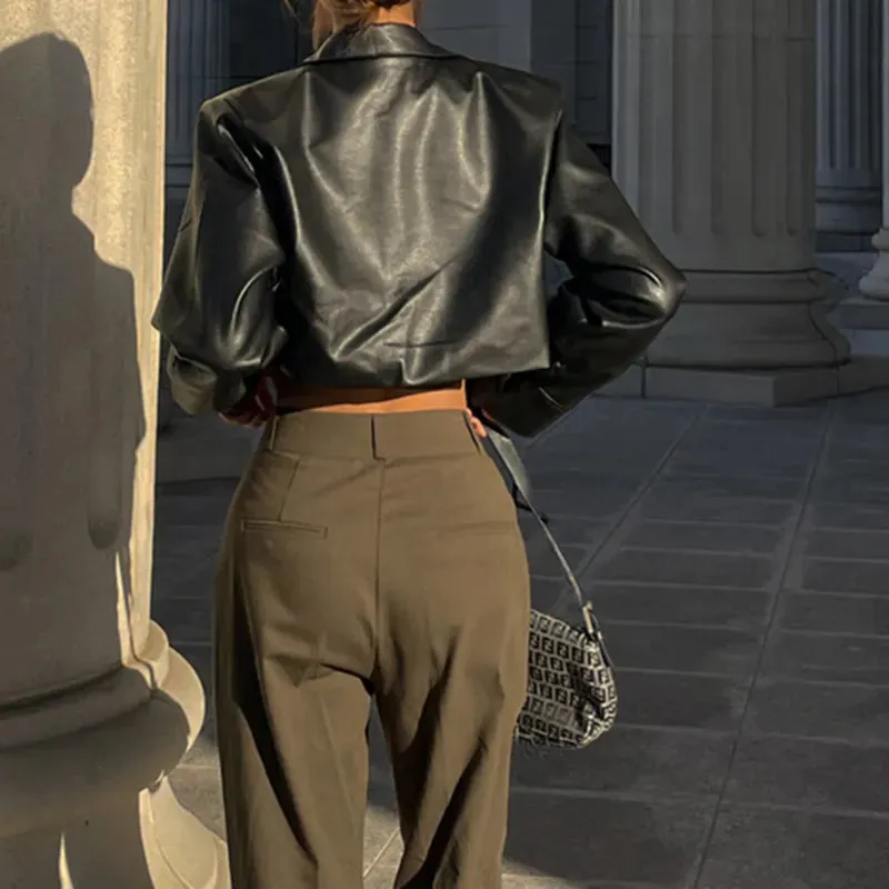 Faux Leather Short Jacket