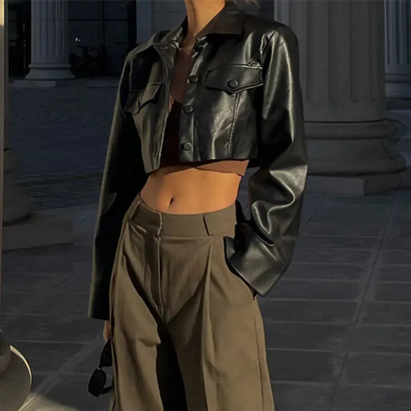 Faux Leather Short Jacket