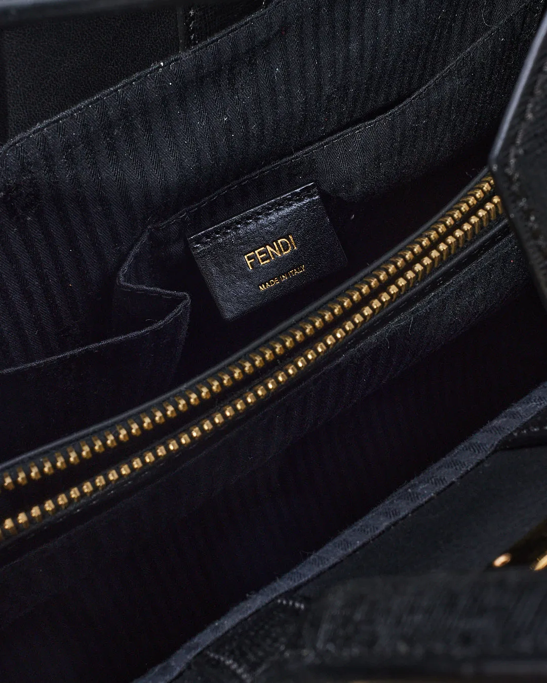 Fendi Black Saffiano Leather Medium 2Jours Tote