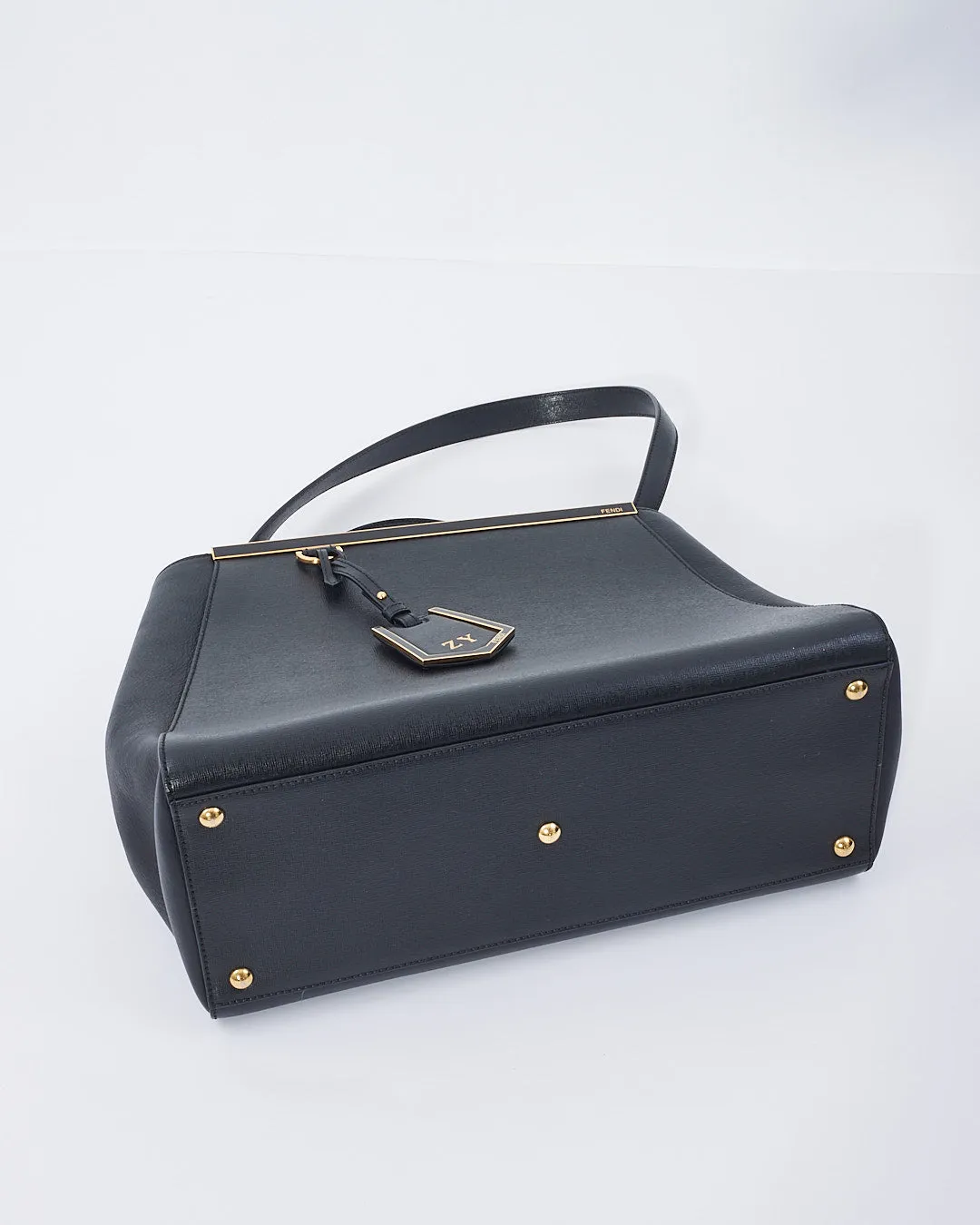 Fendi Black Saffiano Leather Medium 2Jours Tote