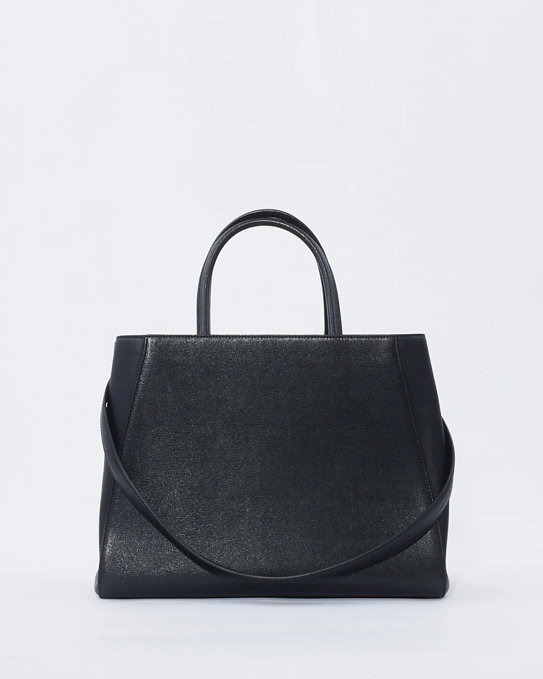 Fendi Black Saffiano Leather Medium 2Jours Tote