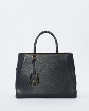 Fendi Black Saffiano Leather Medium 2Jours Tote