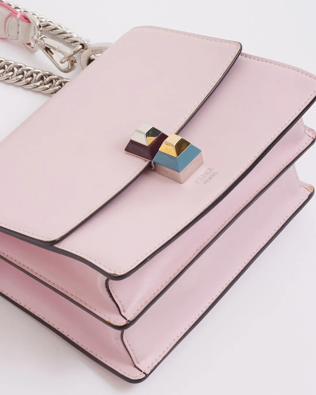 Fendi Pink Leather Kan I Flap Bag