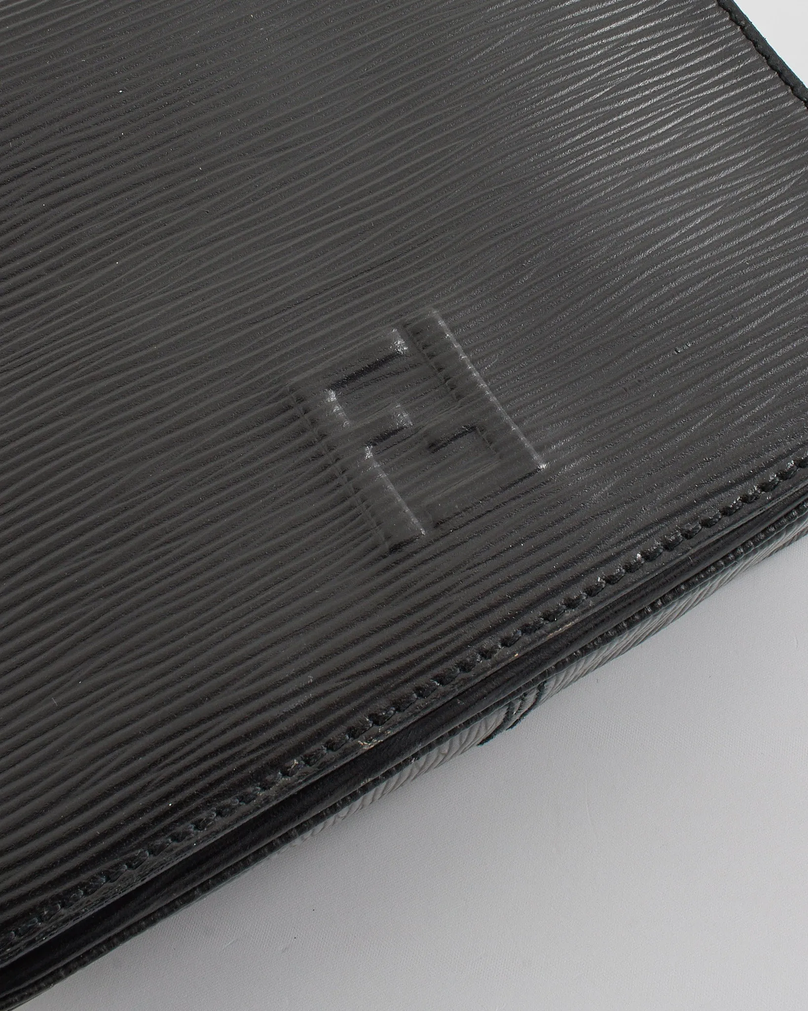 Fendi Vintage Black Epi Leather Shoulder Bag