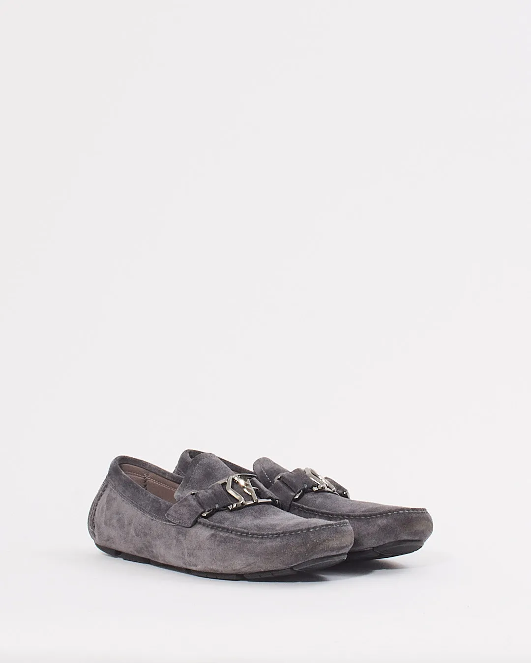Ferragamo Grey Suede Men's Loafers - 8.5