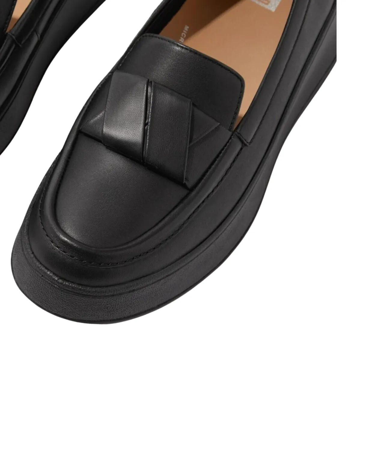 FitFlop F-mode Folded-Leather Flatform Loafers Black
