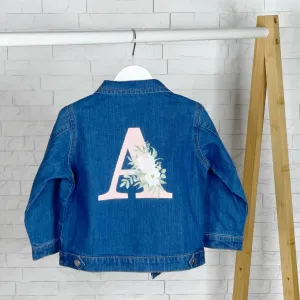 Floral Initial Personalised Denim Jacket For Girls