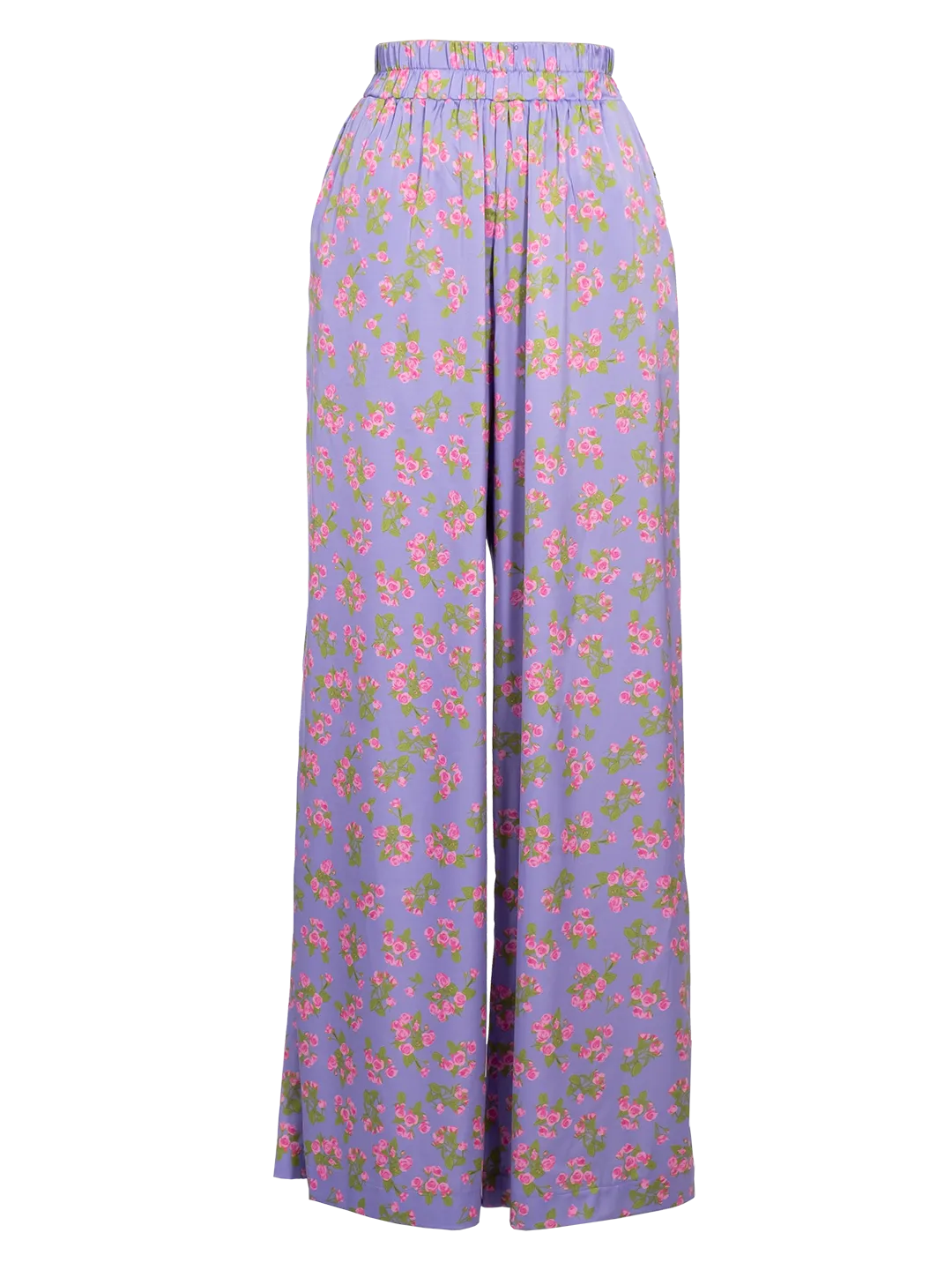 Floral-print High-rise Wide-leg Trousers