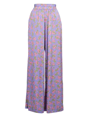 Floral-print High-rise Wide-leg Trousers
